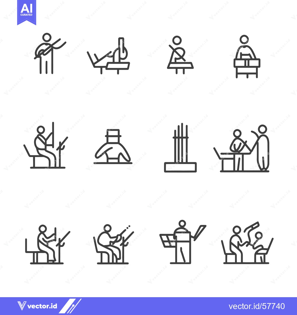 Premium Vector of Line Icons Depicting Different Musicians Playing Various Instruments