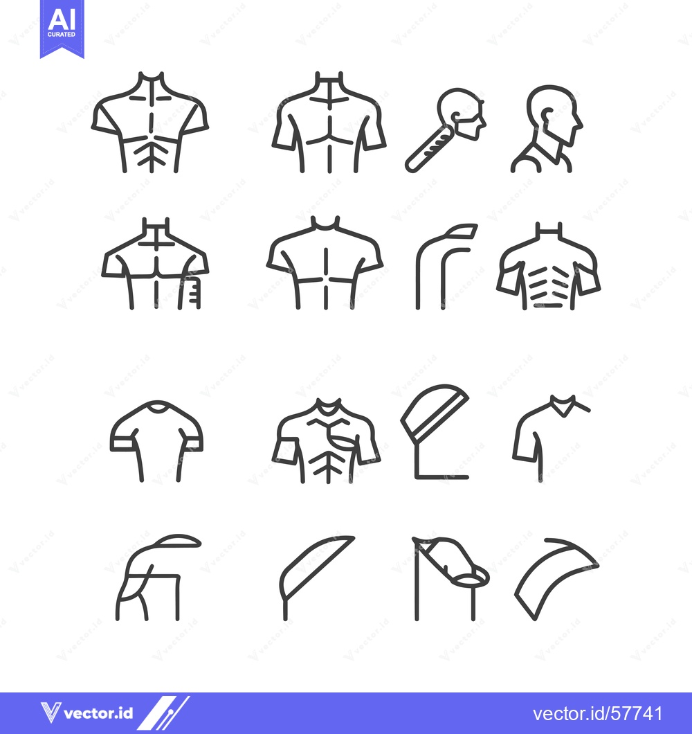 Premium Vector dari Line Icons Depicting Human Body Parts and Clothing Styles