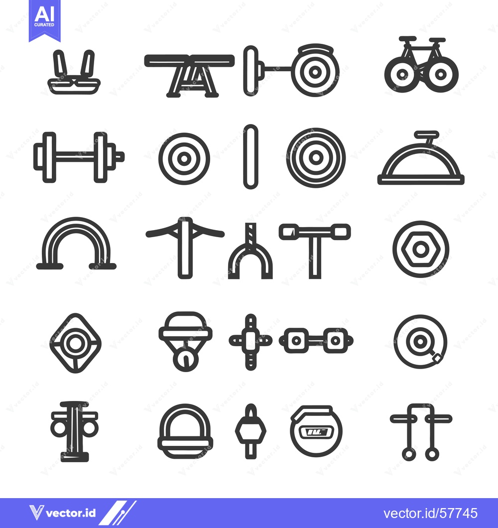 Premium Vector dari Line Icon Set of Outdoor Fitness Equipment