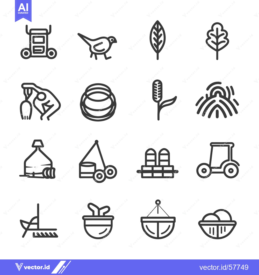 Premium Vector dari Line Icons of Agricultural Tools and Objects