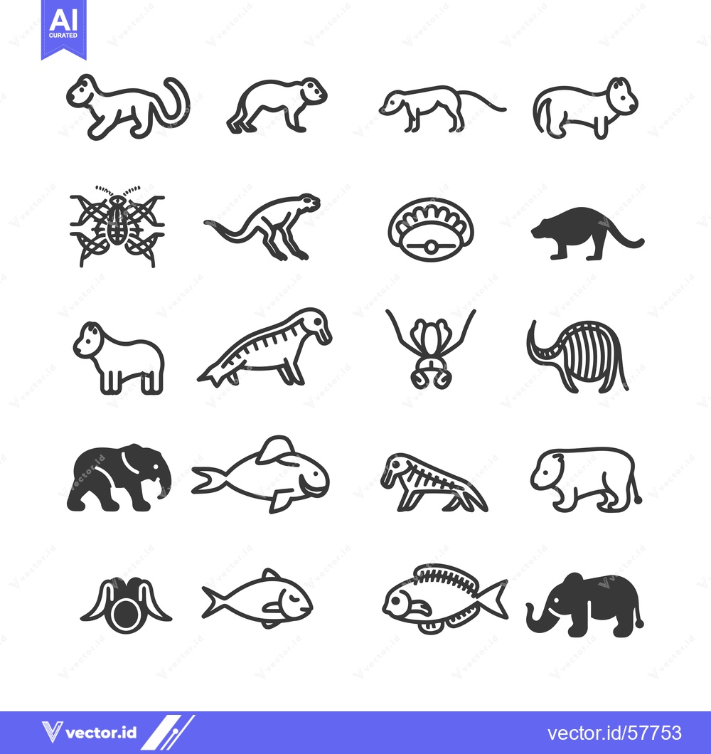 Premium Vector dari Line Icons of Different Animals and Insects