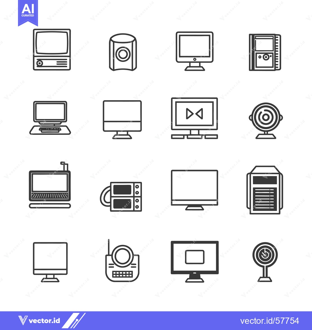 Premium Vector dari Line Icons of Different Electronic Devices
