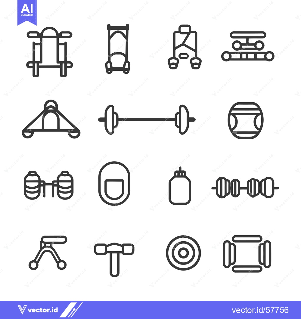 Premium Vector dari Line Icons of Different Gym Exercise Equipment