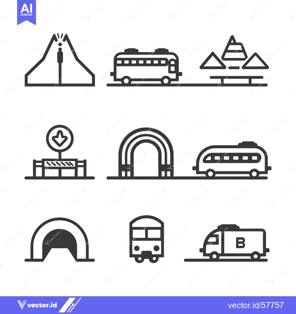 Premium Vector of Line Icons of Different Transportation Methods and Structures