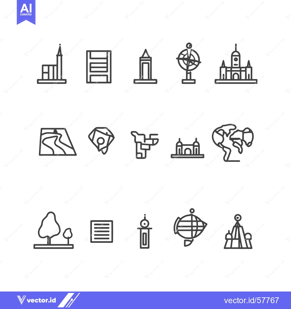 Premium Vector dari Line Icons of Landmarks and Cityscapes