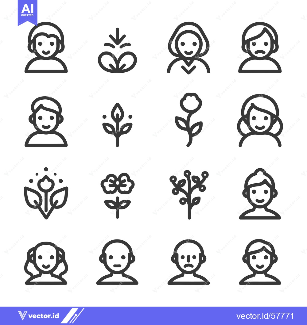 Premium Vector dari Line Icons of People and Plants Depicting Growth, Happiness, and Sadne