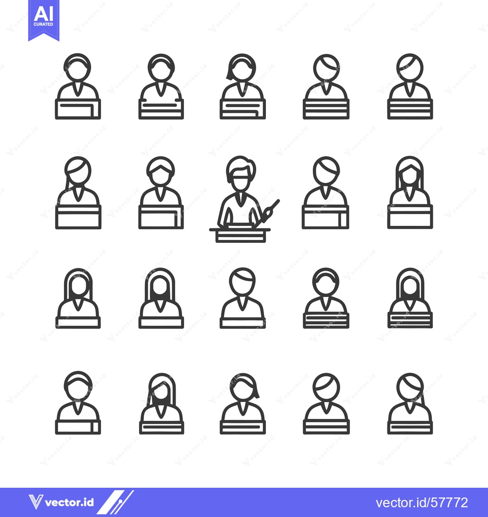 Premium Vector dari Line Icons of People Behind Podiums and Lecturing