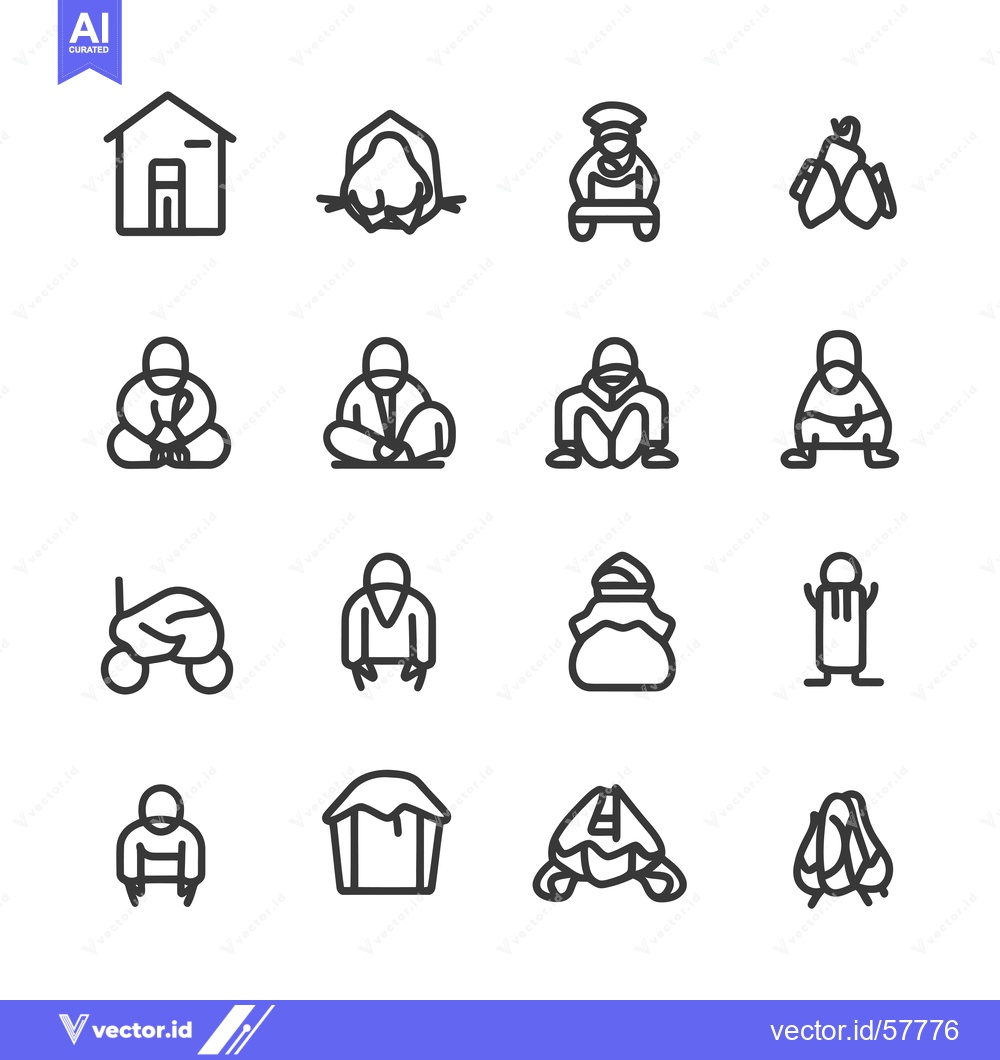 Premium Vector dari Line Icons of People Wearing Traditional Clothing and Objects