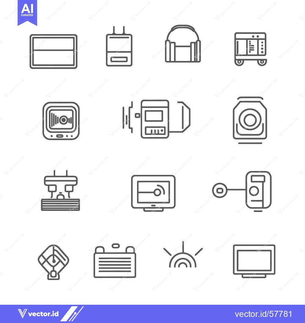 Premium Vector of Line Icons of Various Electronic Devices and Equipment