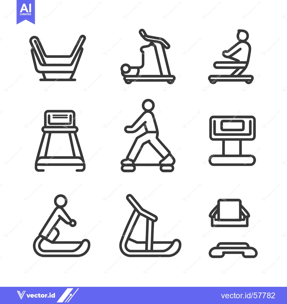 Premium Vector dari Line Icons of Various Gym Equipment and Exercise Activities