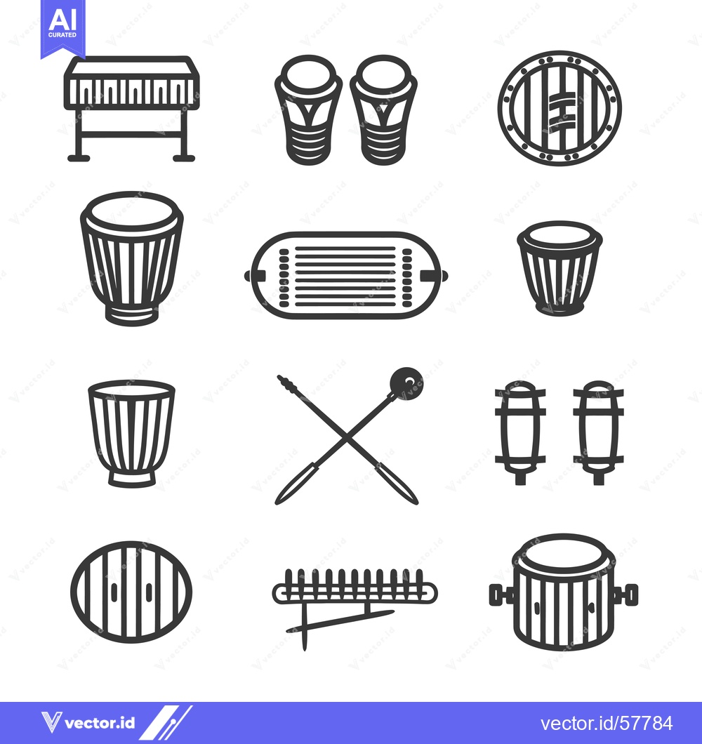 Premium Vector of Line Icons of Various Percussion Instruments