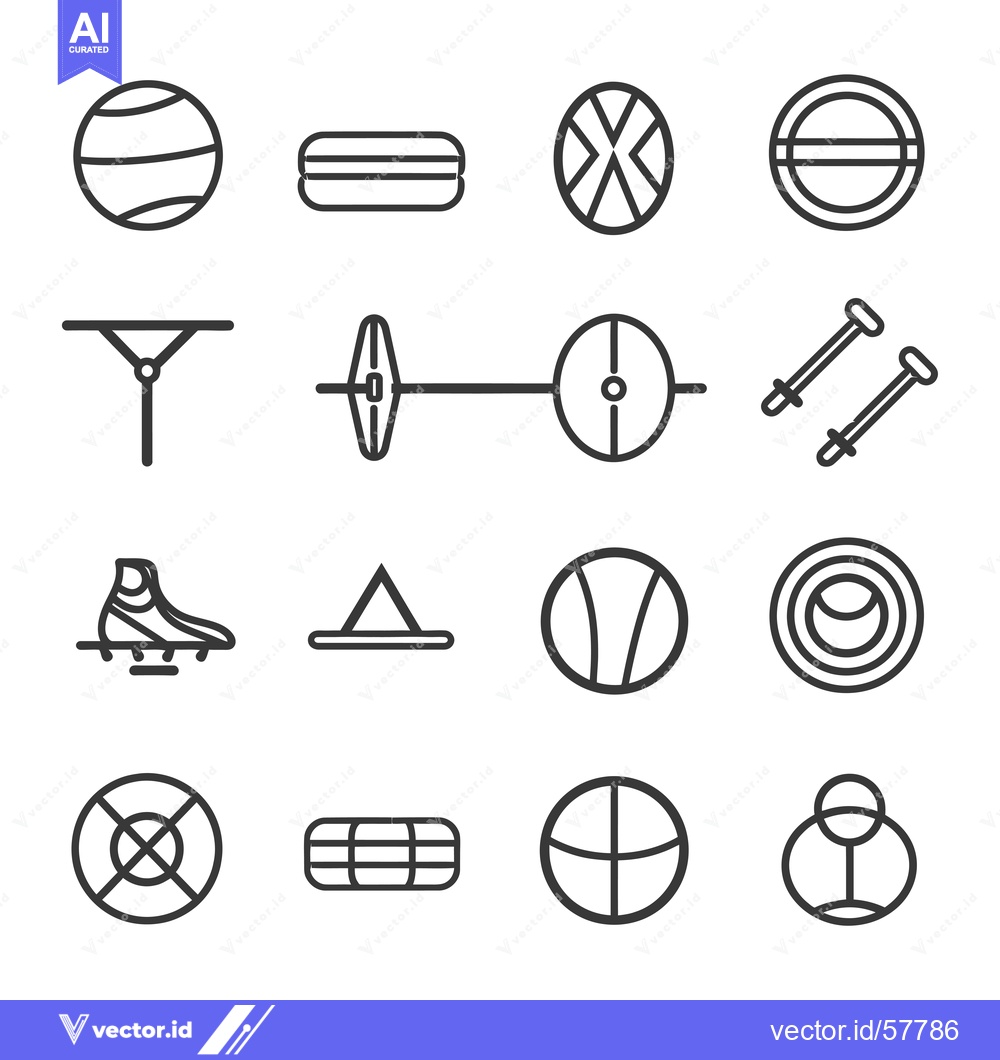 Premium Vector of Line Icons of Various Sports Equipment and Gear