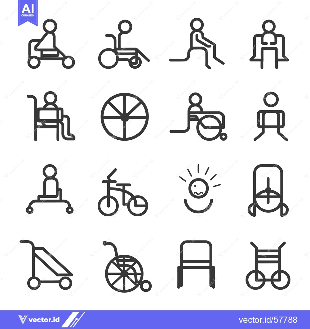 Premium Vector dari Line Icons Representing Assistive Mobility Devices and Techniques