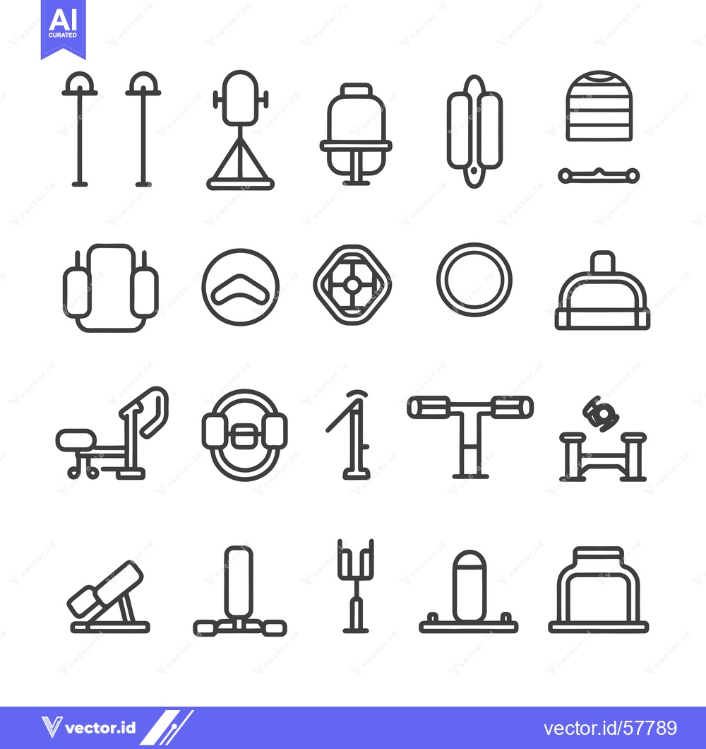Premium Vector dari Line icons representing different gym and fitness equipment