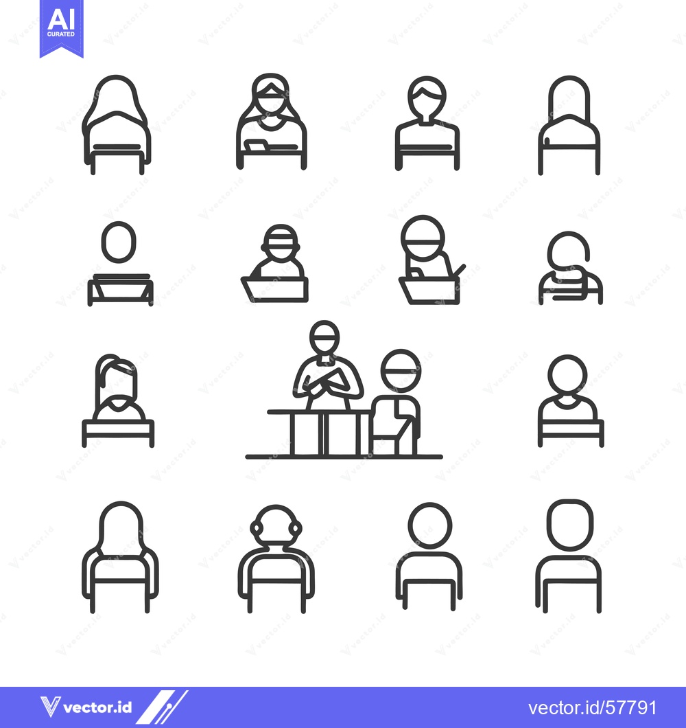 Premium Vector dari Line Icons Representing People Sitting in Chairs