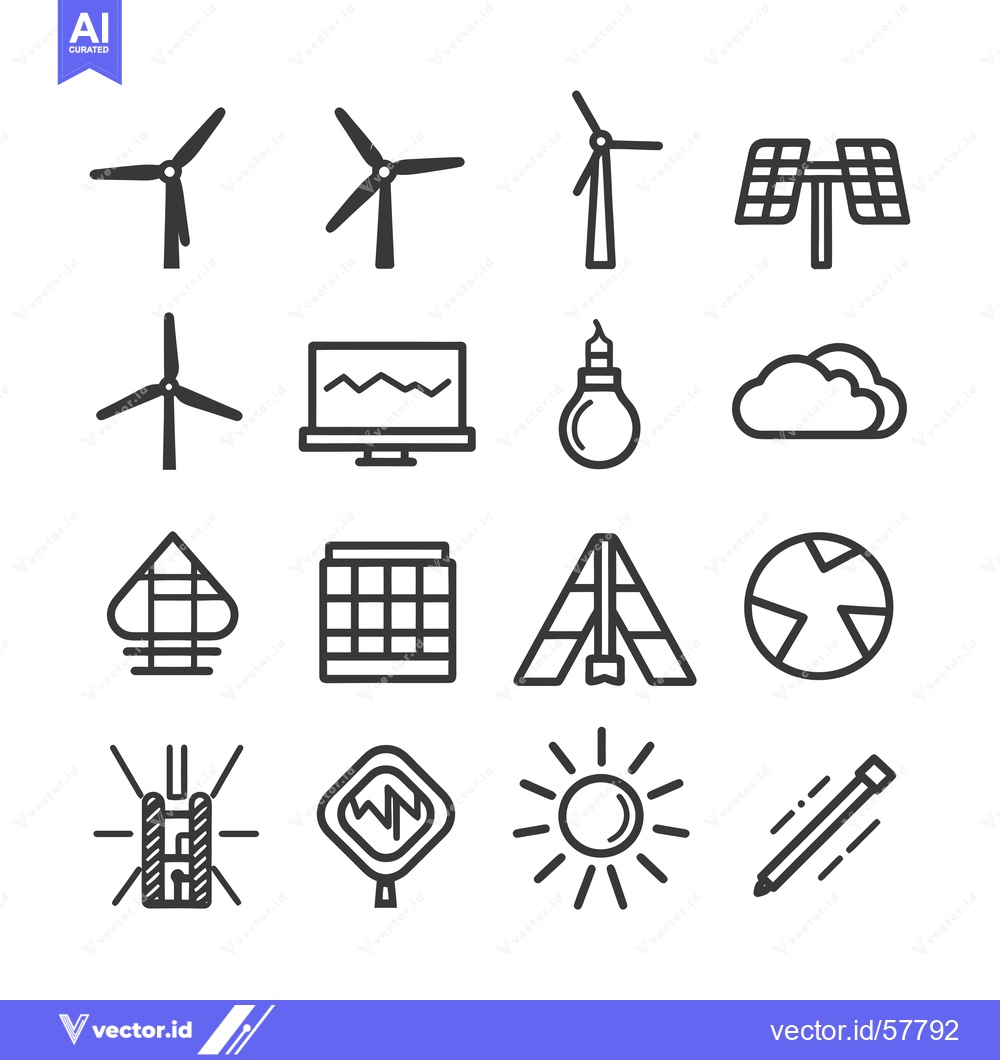 Premium Vector dari Line Icons Representing Renewable Energy and Sustainable Resources