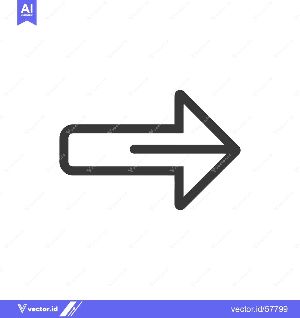 Premium Vector dari Bold Right Arrow Icon: Simple, Modern, Directional Symbol on White Bac