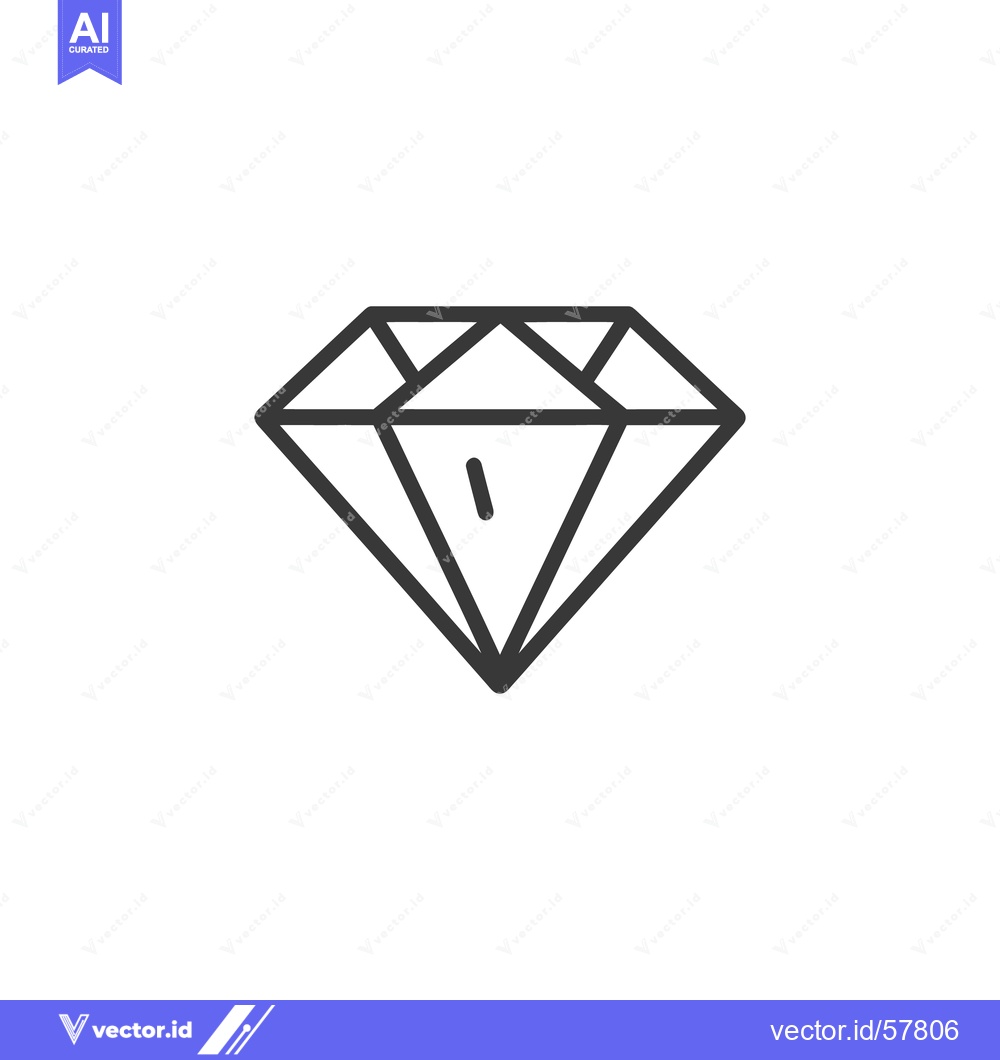 Premium Vector dari Minimalist Diamond Icon: Geometric Facets and Clean Line Art