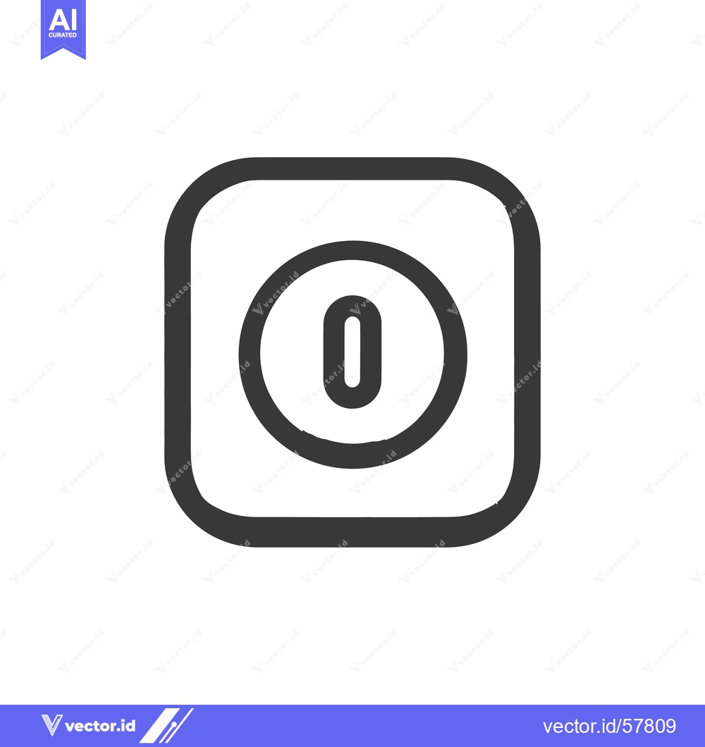 Premium Vector dari Zero Digit Icon in Rounded Square Frame, Minimalist Design
