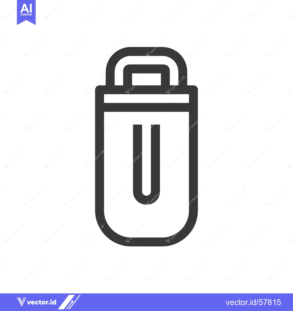 Premium Vector of Minimalist Gray Icon of a USB Flash Drive on White Background