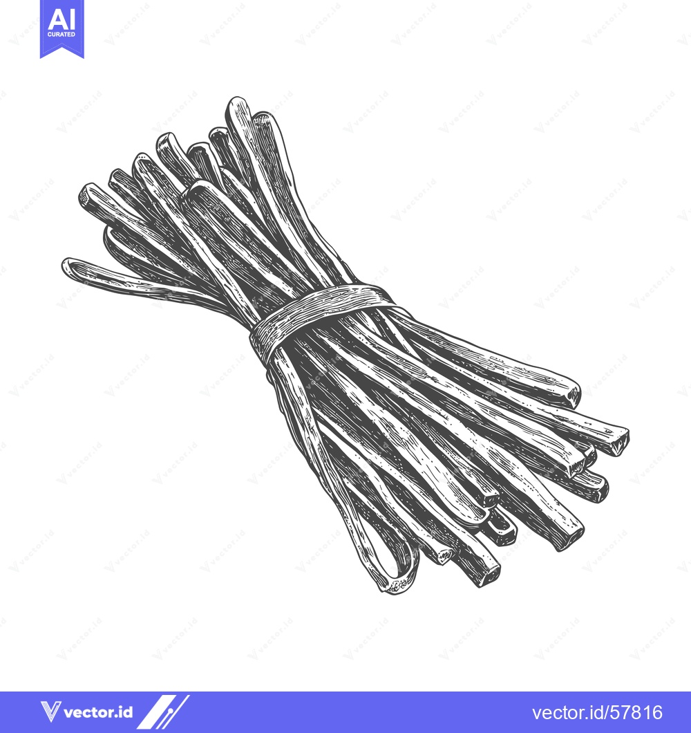 Premium Vector of A monochrome illustration depicting a bundle of fresh green chives