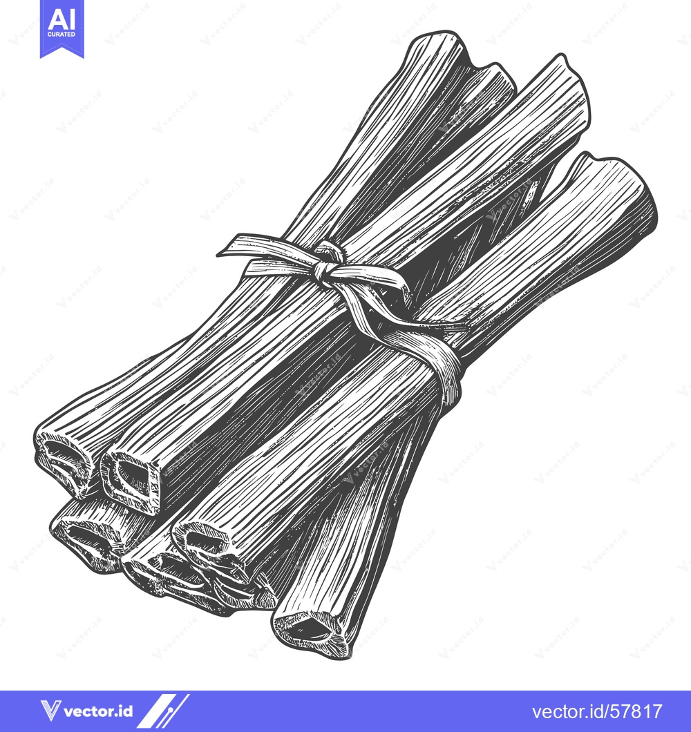 Premium Vector of A bundle of celery stalks tied together with ribbon for presentation