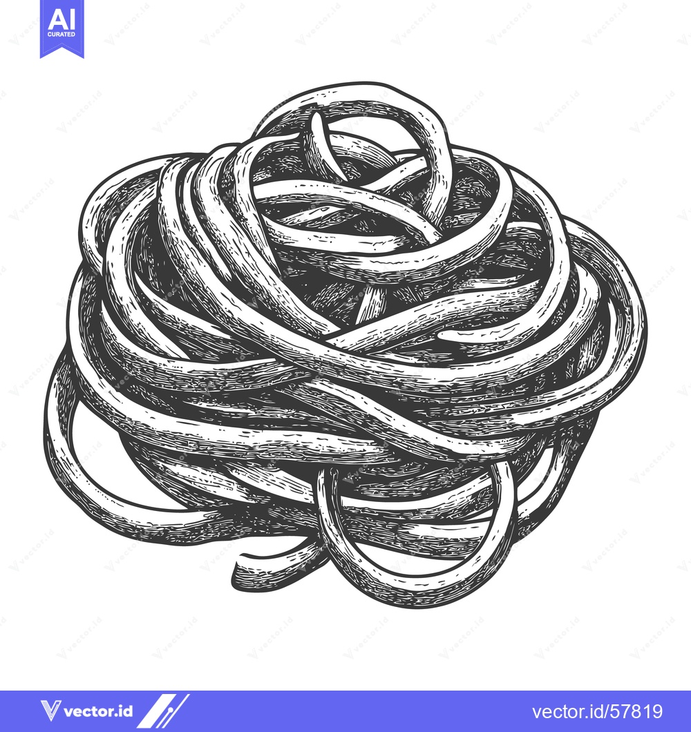 Premium Vector dari A Drawn Illustration Shows a Swirl of Plain Pasta Noodles