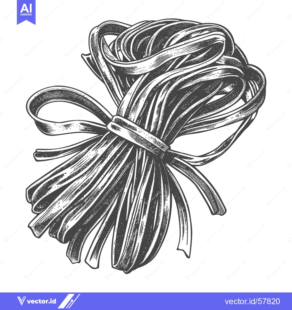 Premium Vector of A Detailed Black and White Illustration of Tied Noodles Pasta