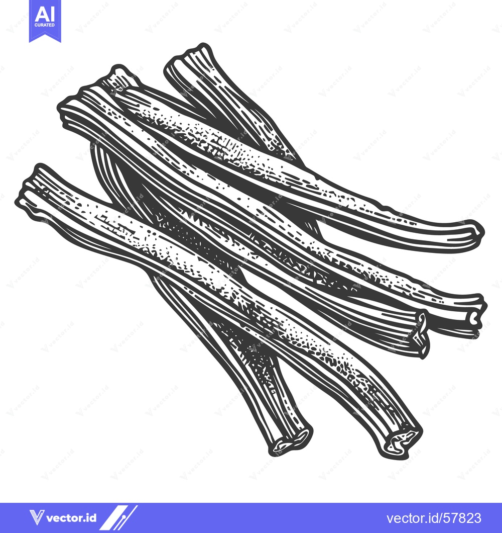 Premium Vector of A monochrome sketch illustration depicts several vanilla bean pods