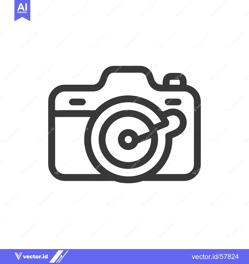 Premium Vector of Camera Icon with Target Lens, Photography Concept, Minimalist Design