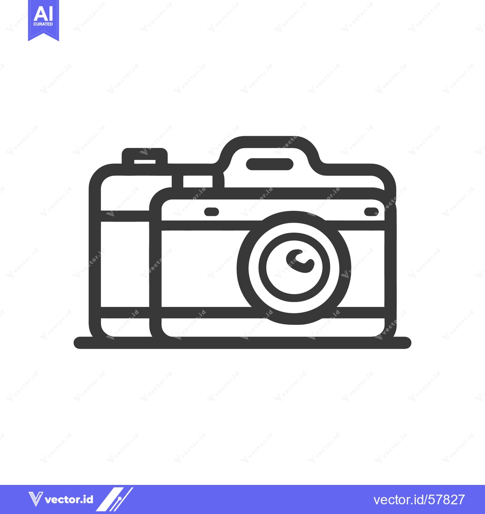 Premium Vector dari Minimalist Camera Icon: Bold Outline, Photography Symbolism, Modern De