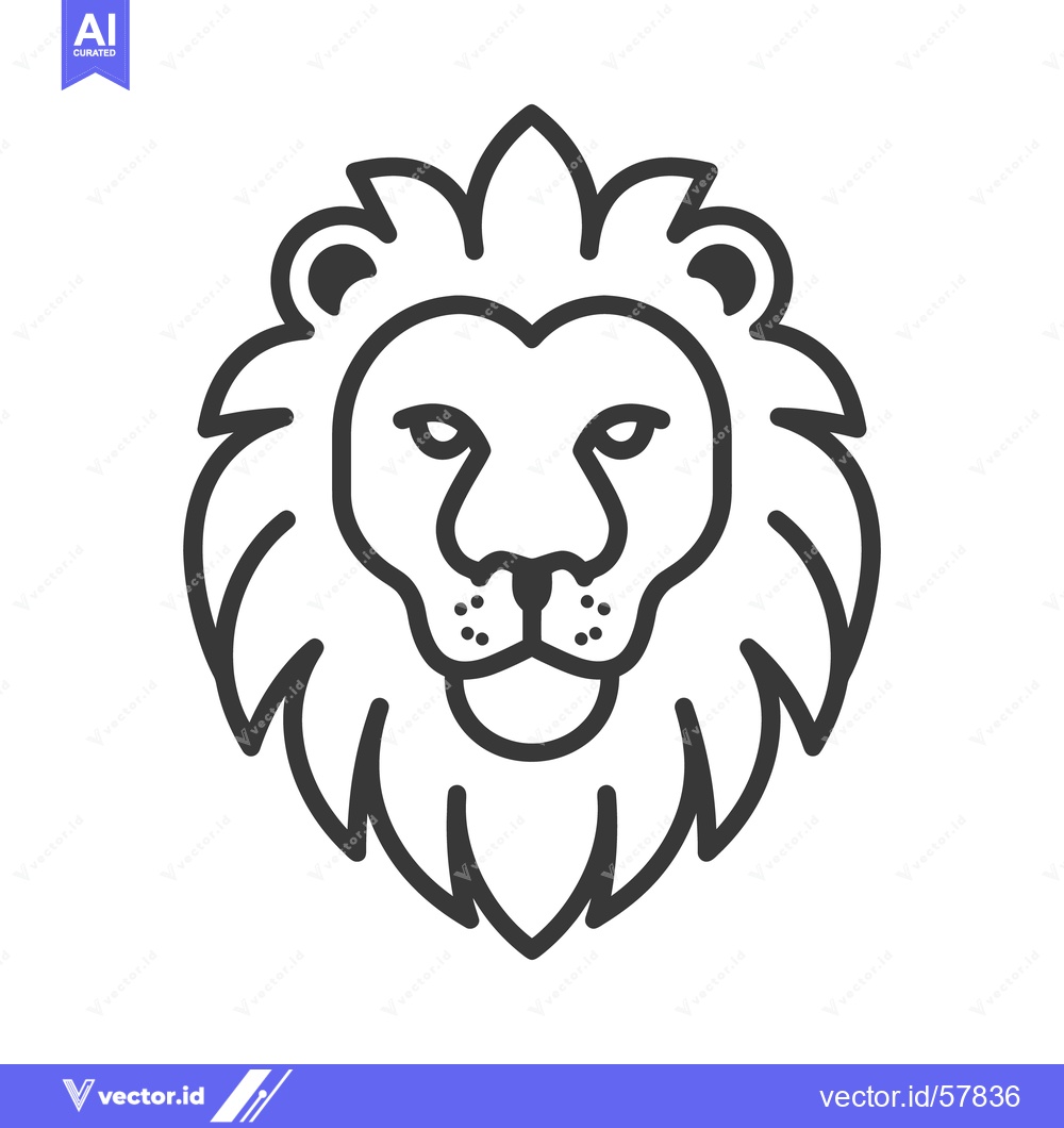 Premium Vector of A simple illustration of a lions face with bold outlines