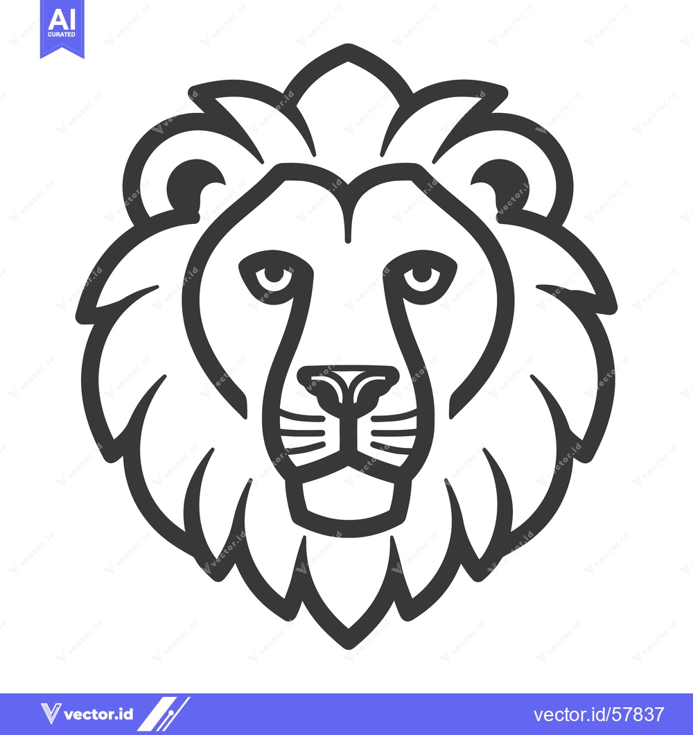 Premium Vector dari A simple graphic illustration featuring a lion head facing forward