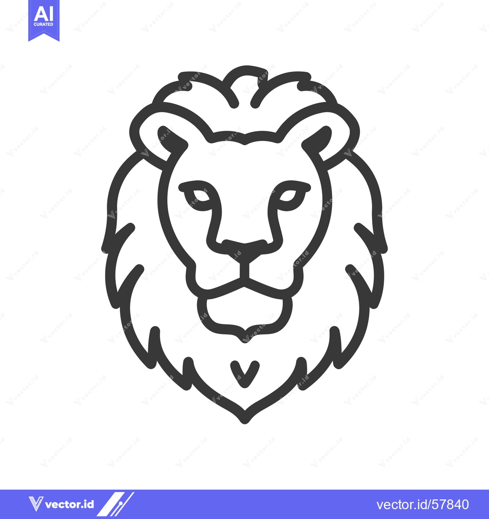 Premium Vector dari A symmetrical illustrated outline of a regal lion face