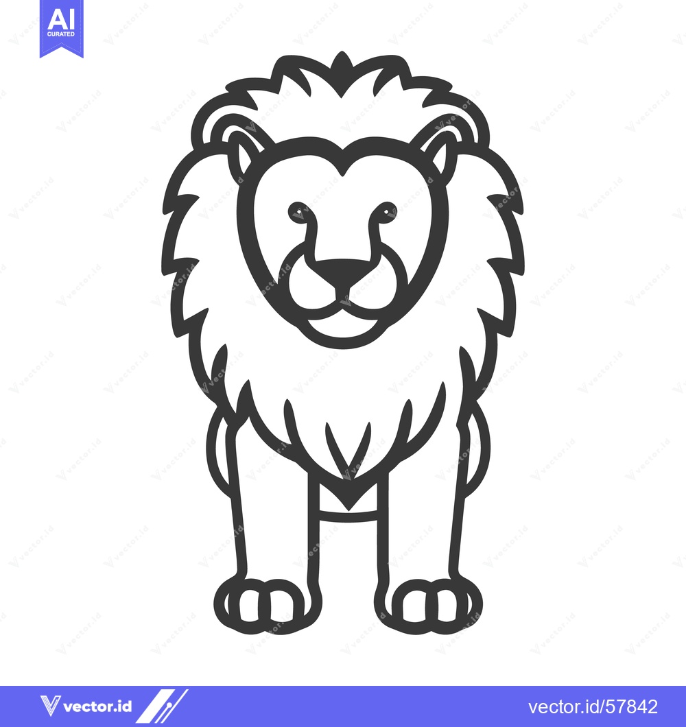 Premium Vector of Simple Front View Representation Of A Majestic African Lion