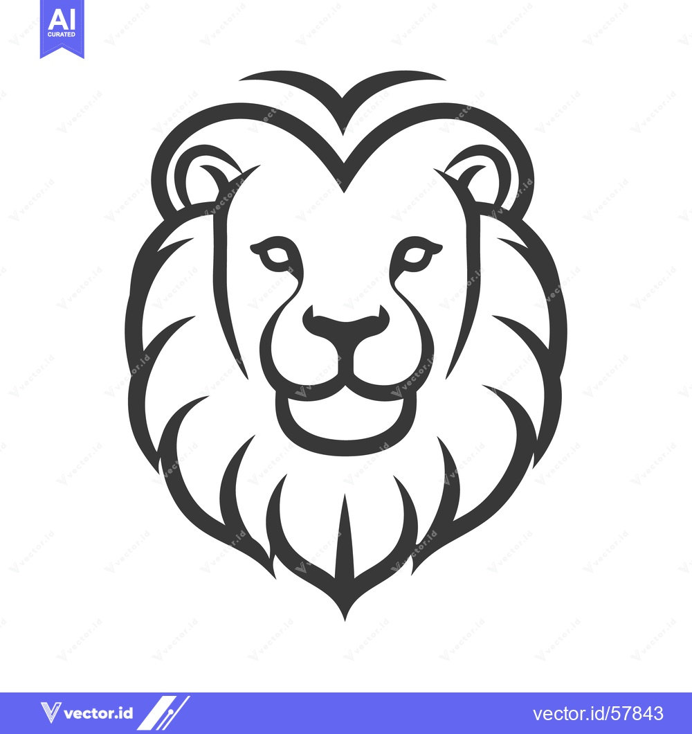 Premium Vector of A simple and elegant black and white lion head illustration