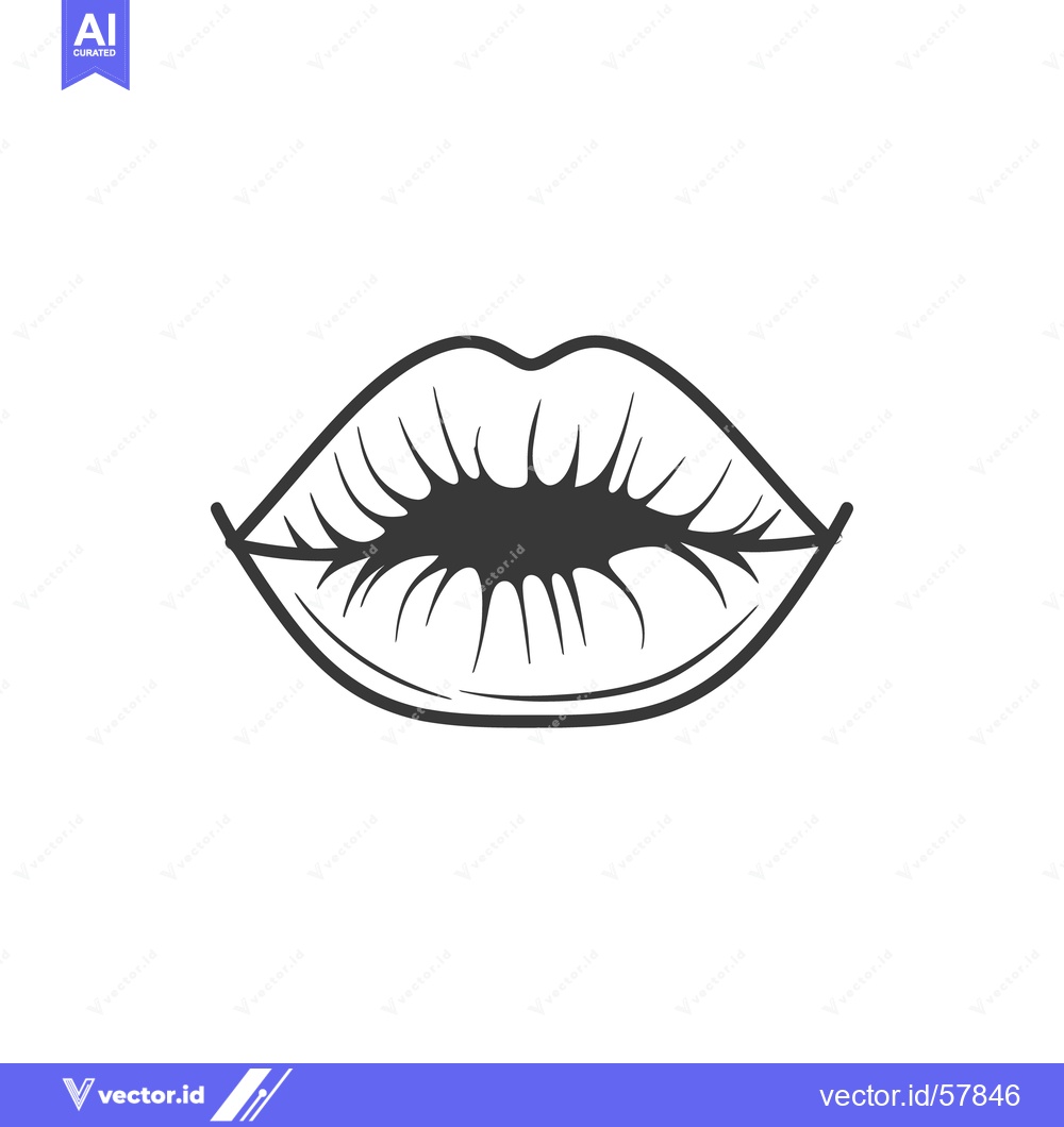 Premium Vector dari A simple black and white illustration of open human lips