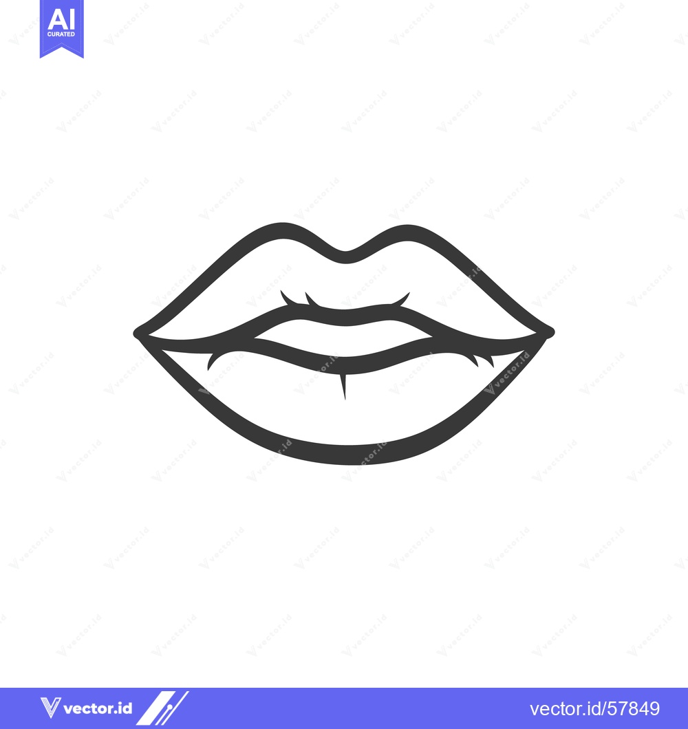 Premium Vector dari A simple black outline drawing of a pair of human lips