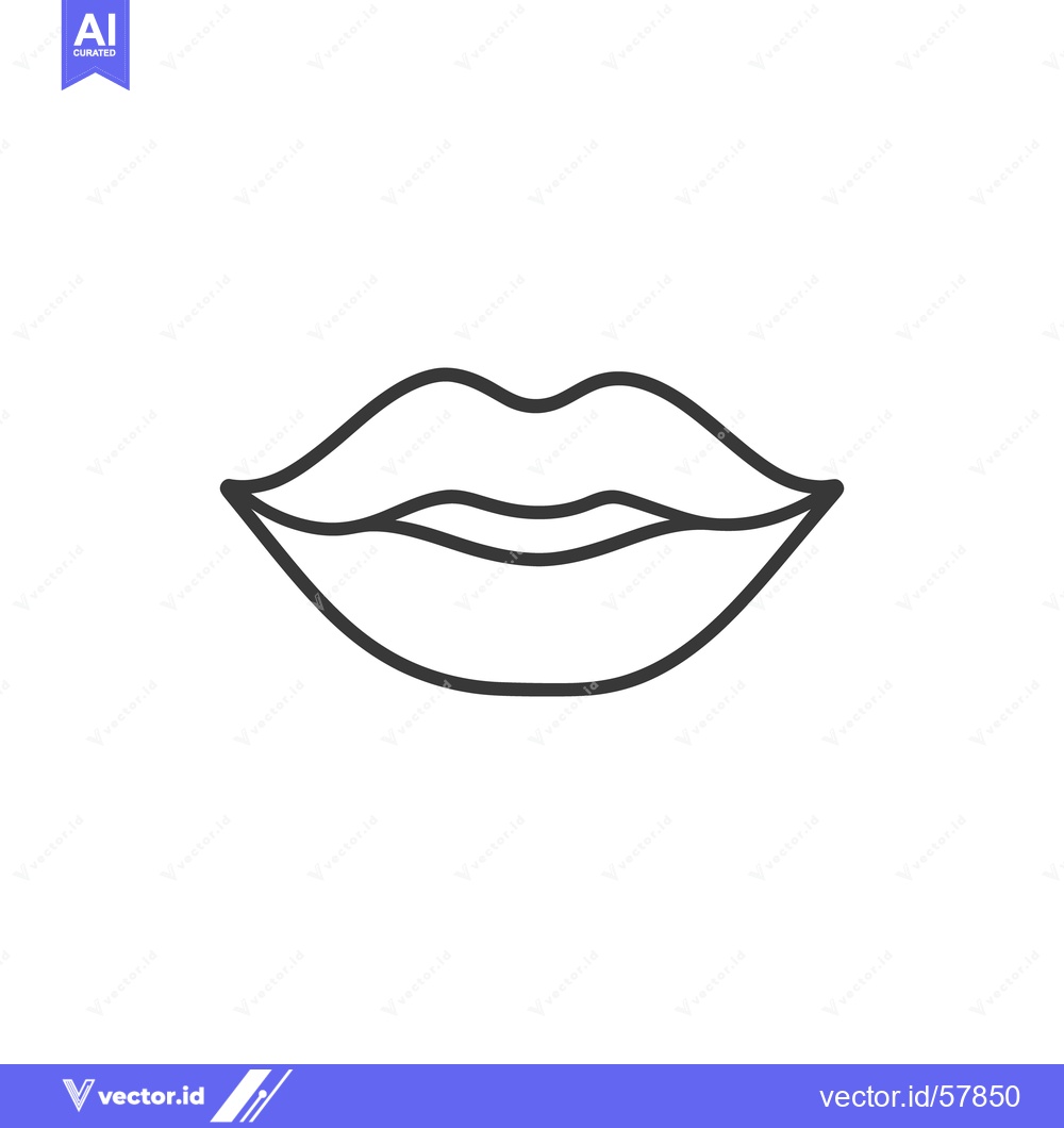 Premium Vector dari Simple black outlined illustration depicting a set of human lips