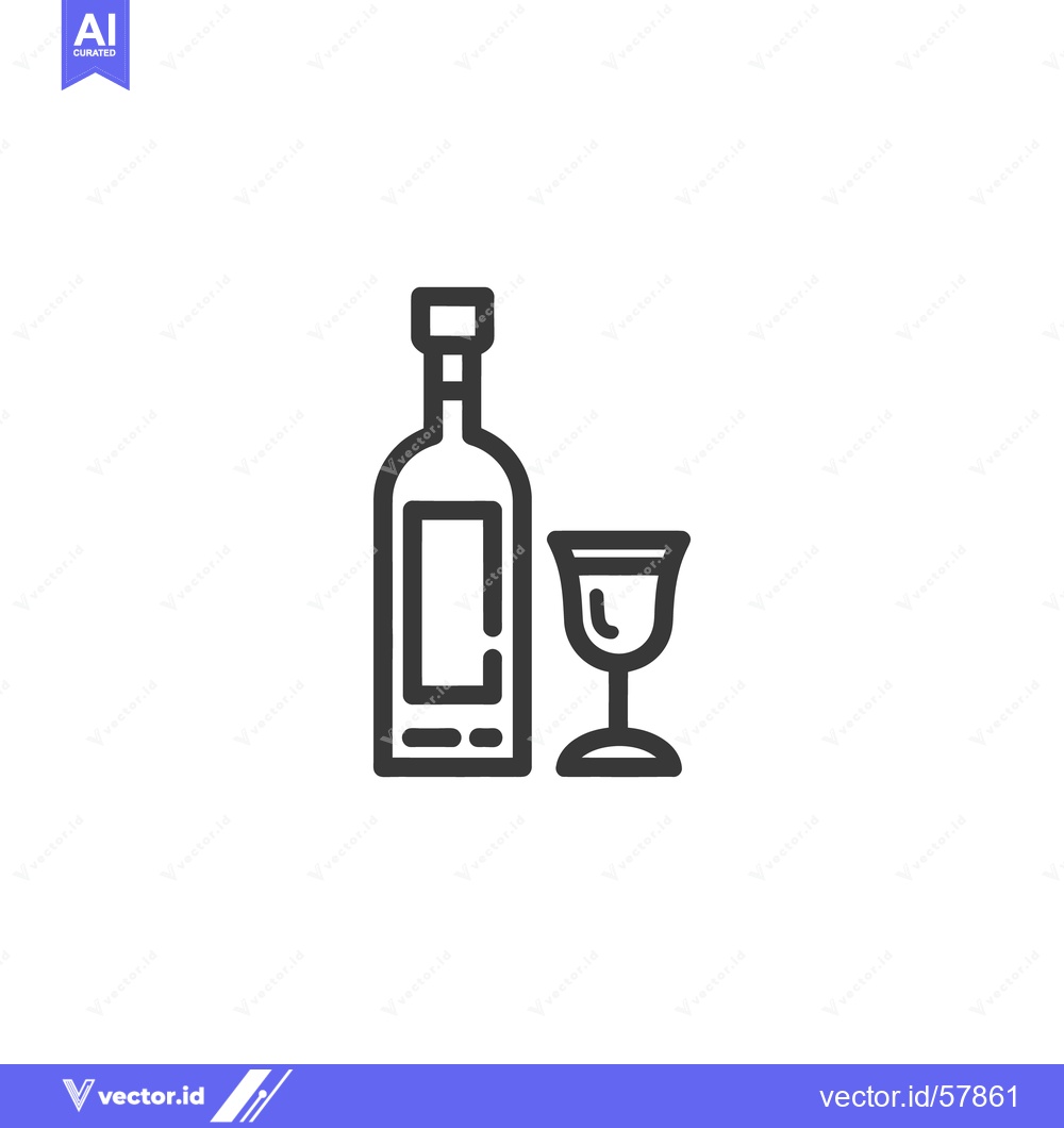 Premium Vector dari Minimalist Wine Bottle and Glass Icon: Modern Line Art Design
