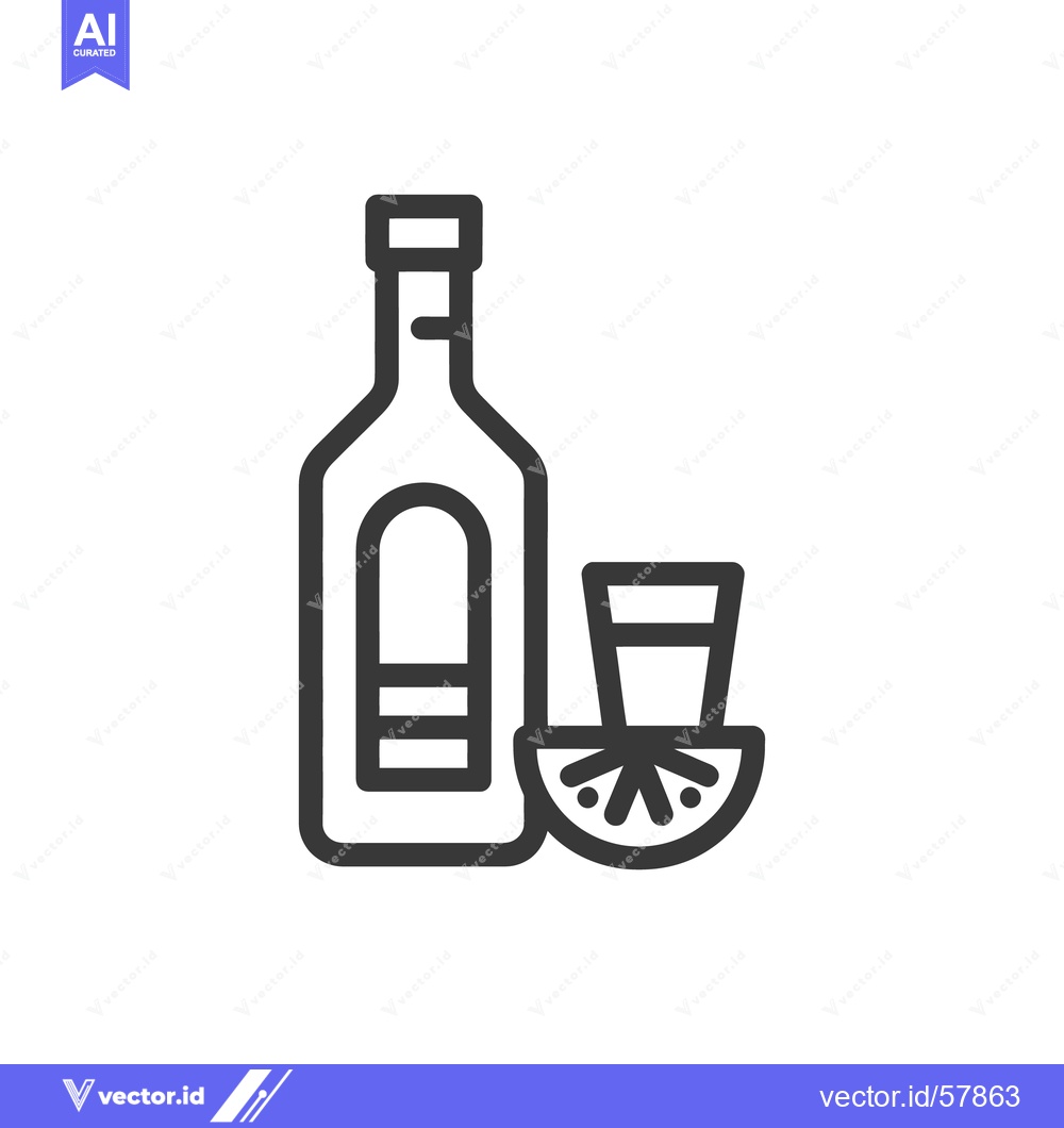 Premium Vector dari Tequila Shot with Lime Slice Outline Icon, Minimalist Style