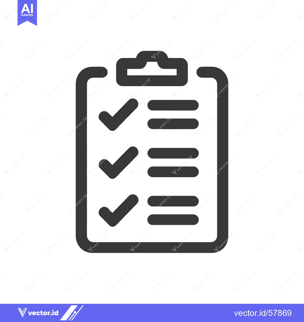 Premium Vector dari Completed Checklist Icon: Dark Gray Clipboard with Three Checkmarks an