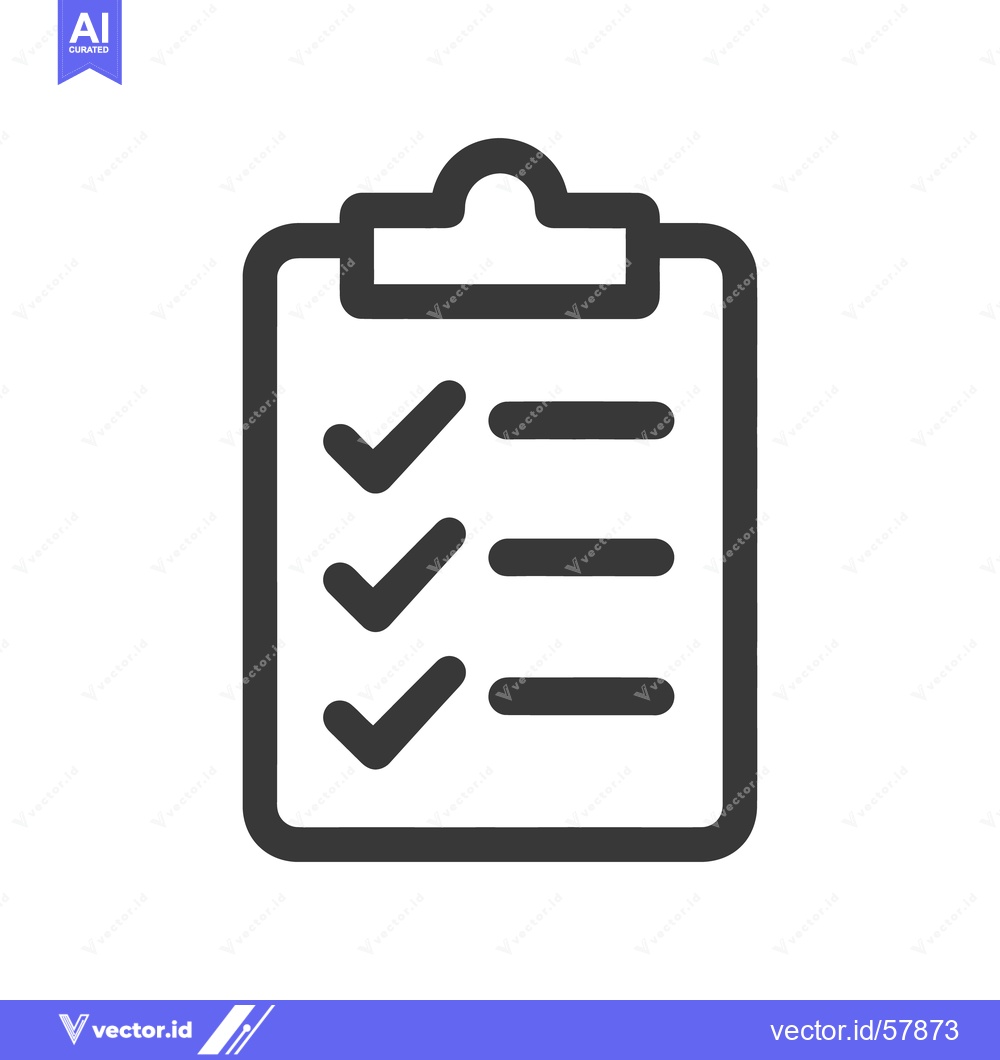 Premium Vector dari Minimalist Checklist Icon: Dark Gray Clipboard with Checkmarks and Lin