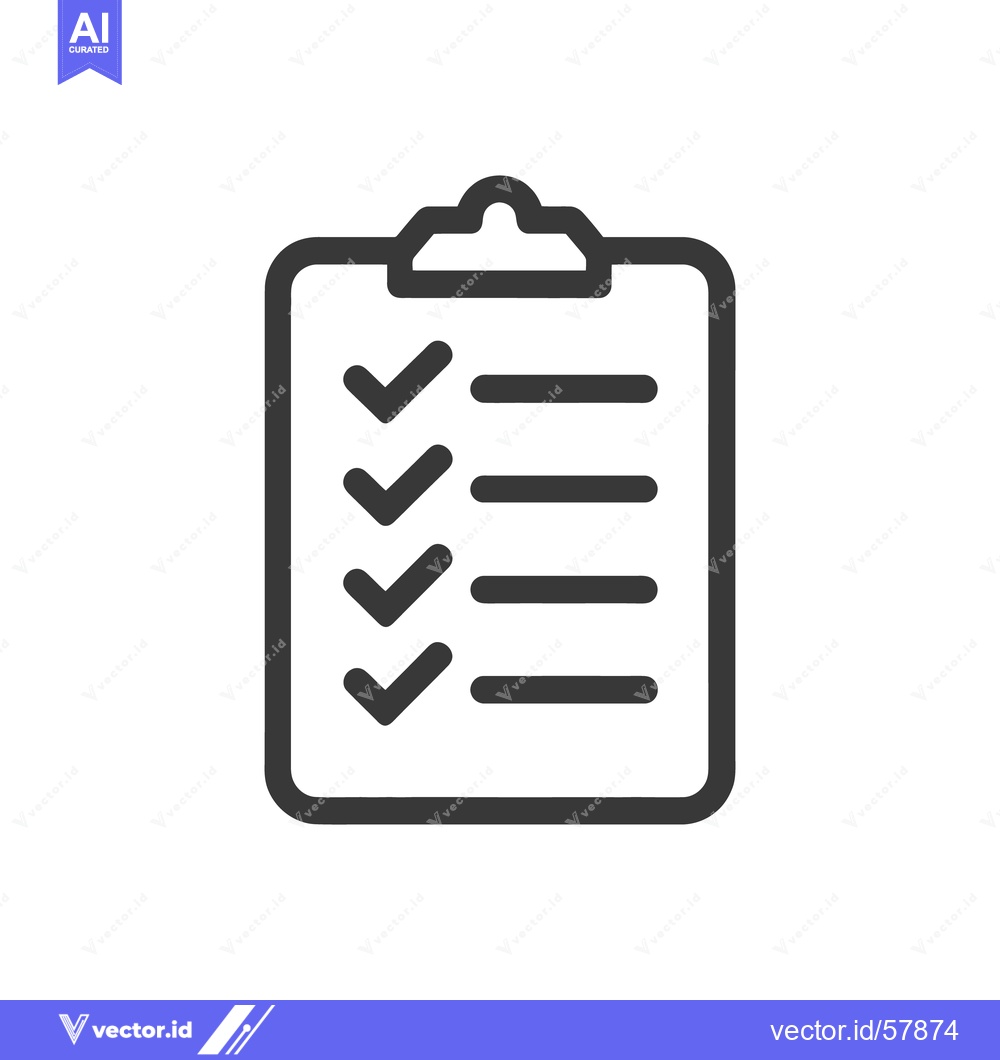 Premium Vector of Completed Checklist Icon: Dark Gray Clipboard with Checkmarks and Line
