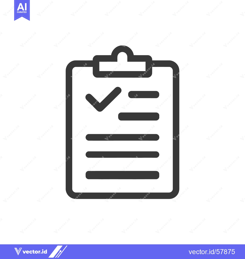 Premium Vector dari Completed Checklist Icon: Dark Gray Clipboard with Checkmark and Lines