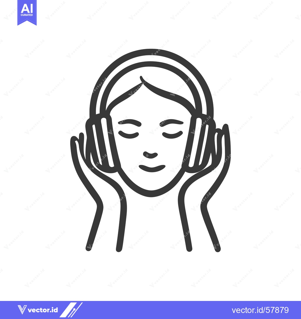 Premium Vector of A woman listening to music wearing large headphones is shown
