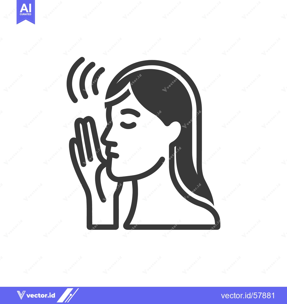 Premium Vector dari A woman whispering secrets with closed eyes and hand gestures