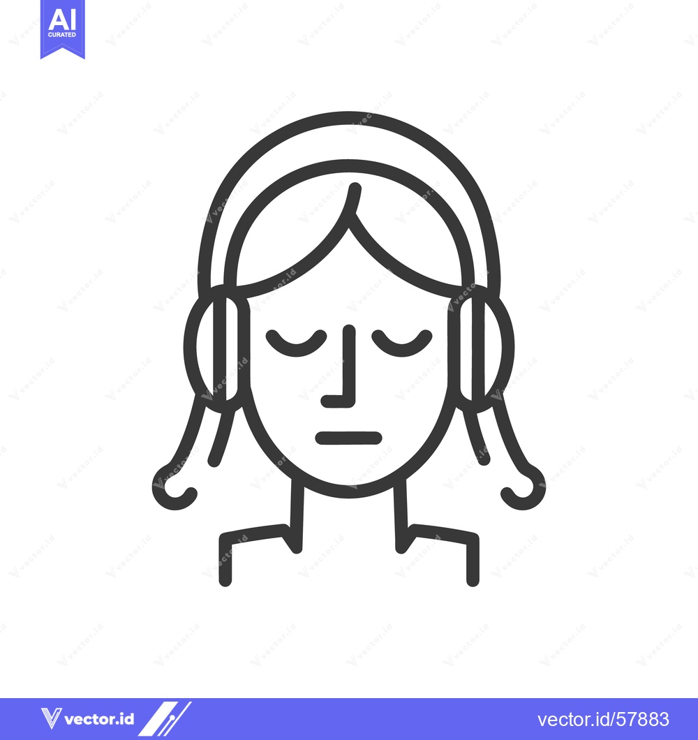 Premium Vector of A woman wearing headphones with eyes closed in a relaxed state