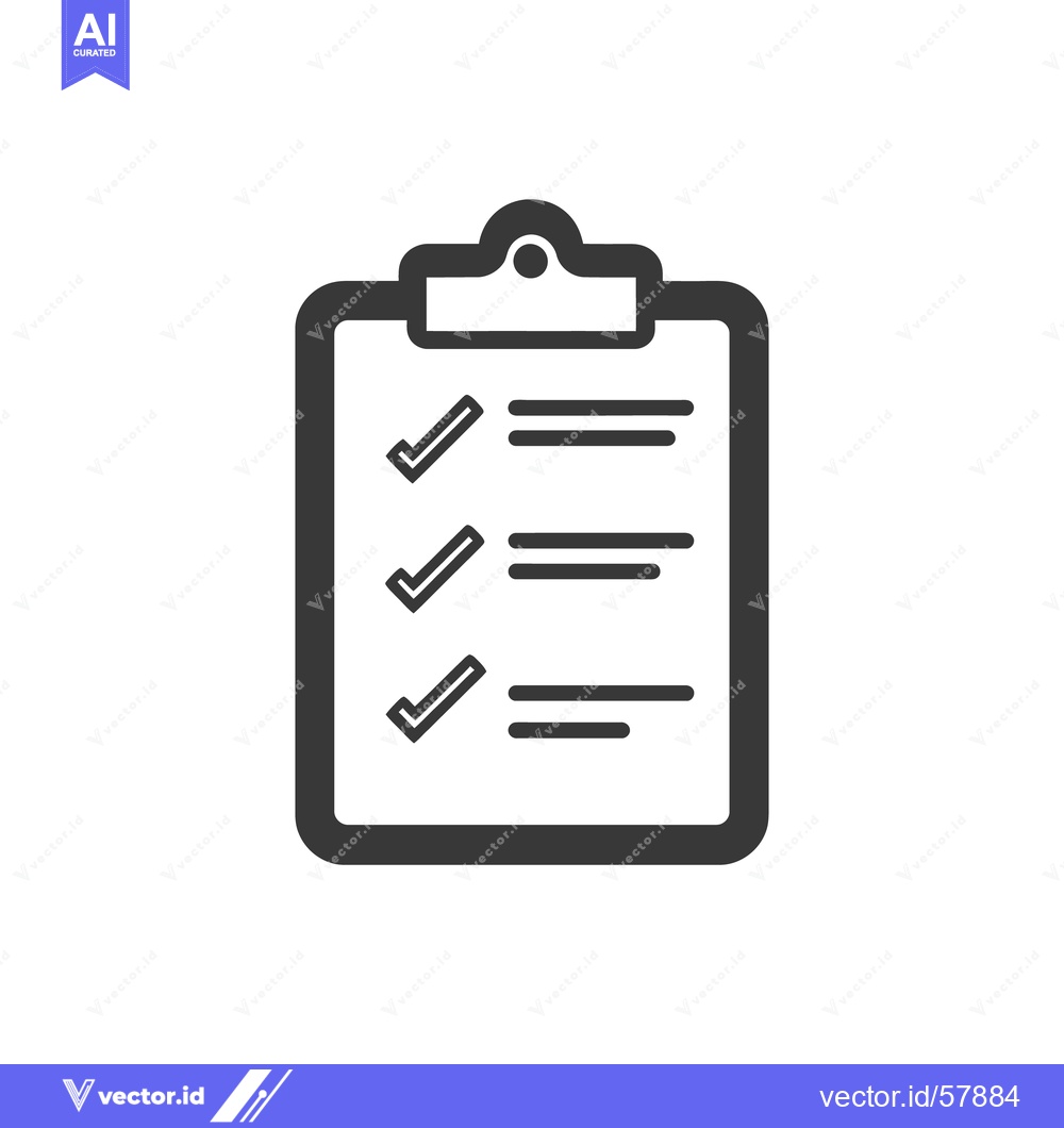 Premium Vector dari Completed Checklist on Clipboard: Dark Gray Icon with Three Ticked Ite