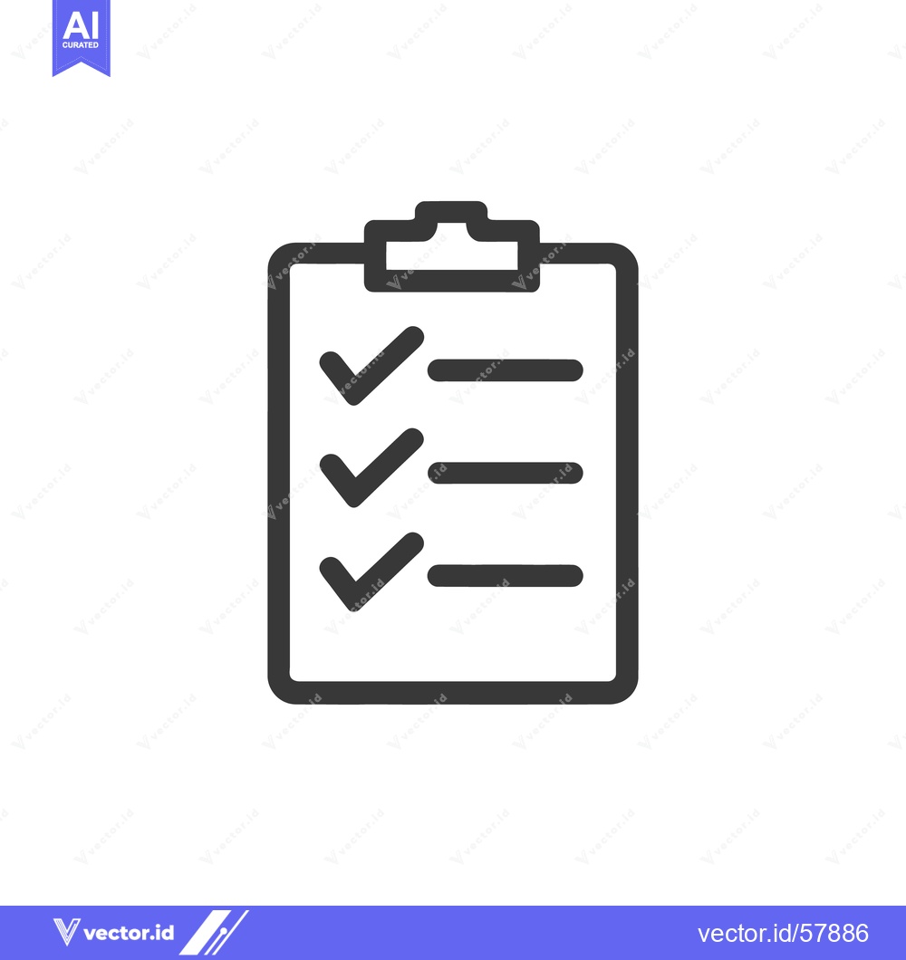 Premium Vector of Completed Checklist Icon: Dark Gray Tick Marks on Clipboard